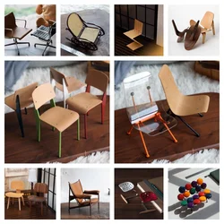 Doll House Miniature Furniture 1:6 Cloud Chair Rocking Chair Coffee Sea Shell Chair High Back Stool Model Mini Study Decoration