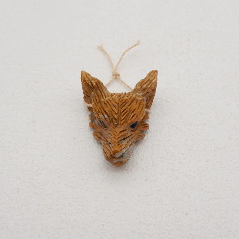 Natuurlijke Oceaan Jaspis Wolf Hoofd Gesneden Hanger Voor Ketting, Dier Hanger, Losse Edelstenen Voor Sieraden Maken