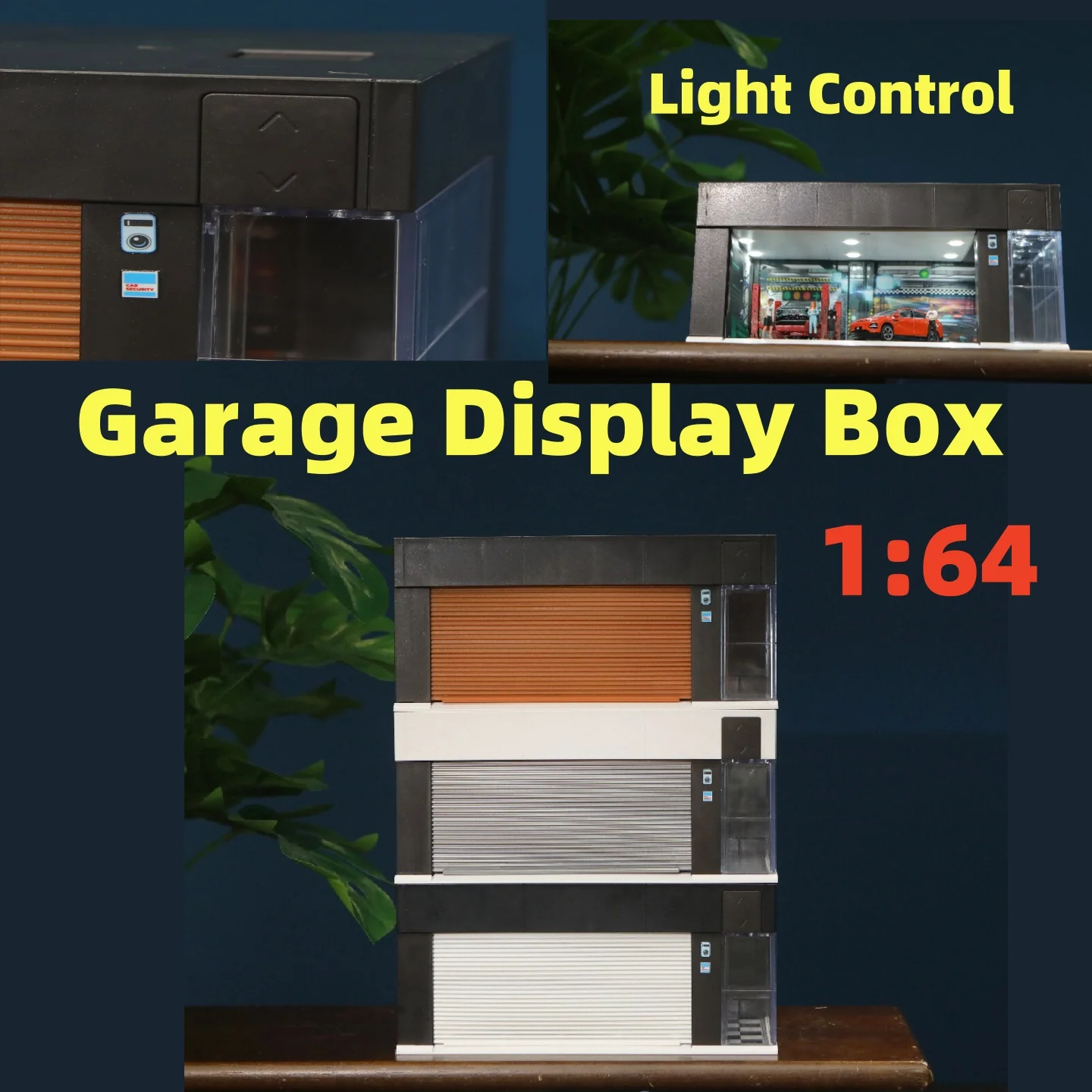 

Light Control Lifting Electric Rolling Shutter Door Garage Display Box 1:64 Car Miniature Scene Voice For Tamiya RC Parts