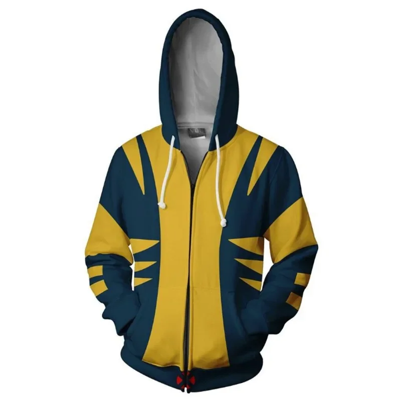 X-Men Wolverine Cosplay Hoodie 3D Hooded Polyester Spring Wolverine Halloween Unisex Fashion Jacket Thin Party Costume