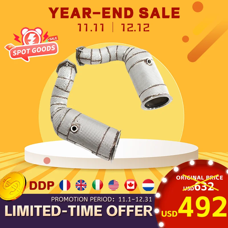 

11.11 HMD Catless Downpipe for Audi RSQ8 Lamborghini Urus Porsche Cayenne Turbo 4.0T