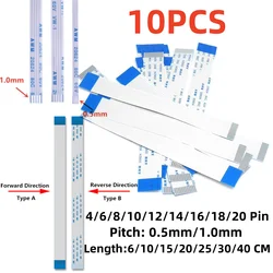 10 Uds FPC FFC cinta Cable plano Flexible 4/6/8/10/12/14/16/18/20 Pin paso 0,5 MM 1,0 MM longitud del Cable tipo A 6/10/15/20/25/30/40 CM