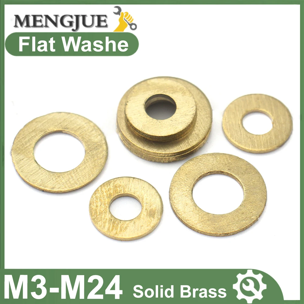M3 M4 M5 M6 M8 M10 M12 M14 M16 M18 M22 M24 Brass Flat Washer Solid Brass Gasket Shim Copper Metal Meson Pad Spacer