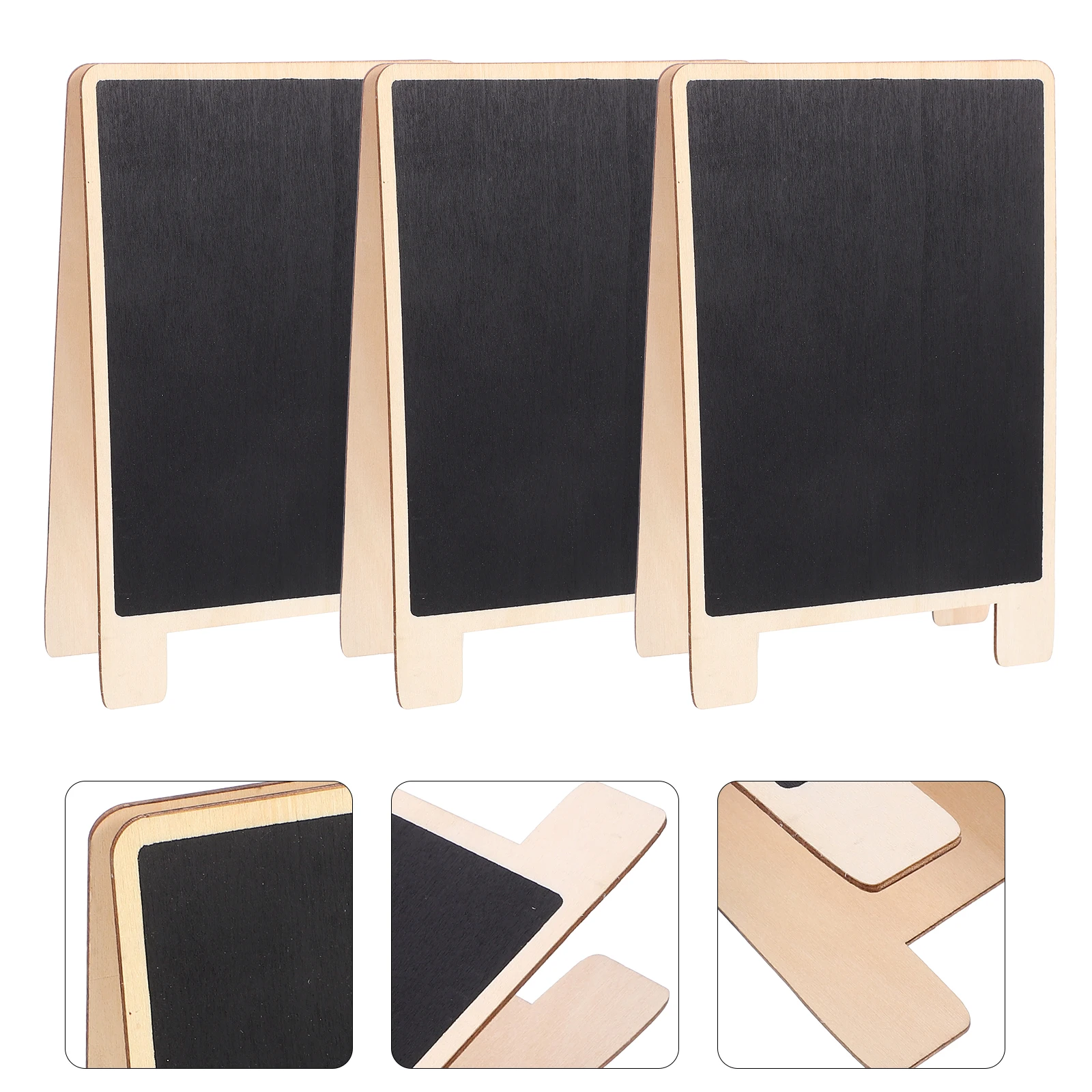 

3Pcs Wooden Blackboard 30x20cm Double Sided St Memo Boards Writing Displays Reusable Easy Clean
