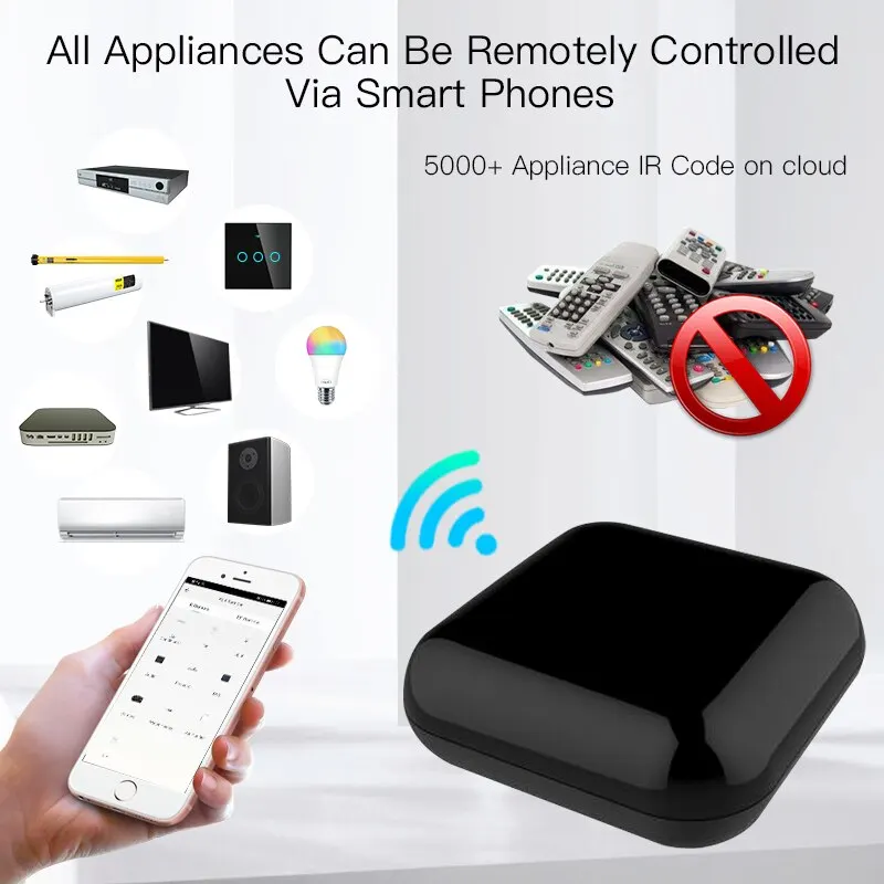 Moes tuya Wifi IR RF từ xa cho điều hòa không khí TV phổ hồng ngoại điều khiển từ xa làm việc với Alexa, Google nhà