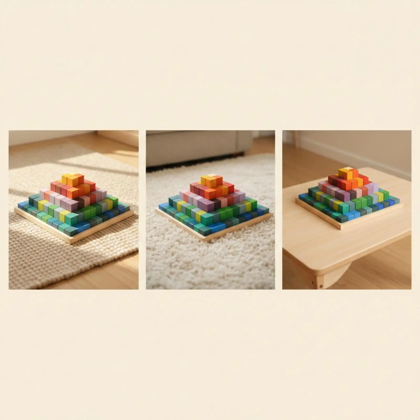 Children Wooden Building Blocks Set Pyramid Stacking Toy Basswood Educational Play Kit for Fine Motor Skills