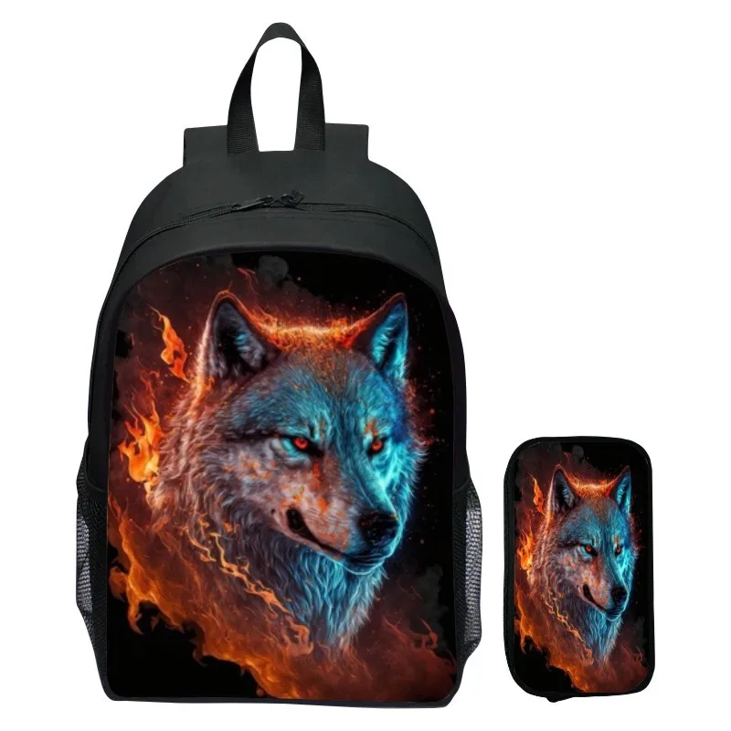 DIY customized children's backpack set Magic Wolf elementary school backpack kindergarten backpack pencil case