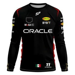 Formula1チームレーシング-メンズ長袖Tシャツ,特大Tシャツ,チェコ11ドライバー服,赤Tシャツ,春,秋,2022