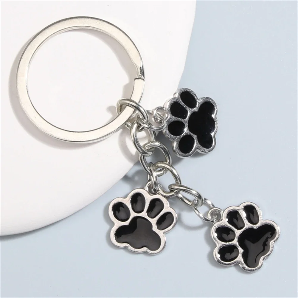 Metal Esmalte Gato e Cachorro Dos Desenhos Animados Pata Chaveiro, Animal Footprints Chaveiro, Bolsa Mochila, Fone de ouvido, Decoração Acessório, Pet Mom'S Gift