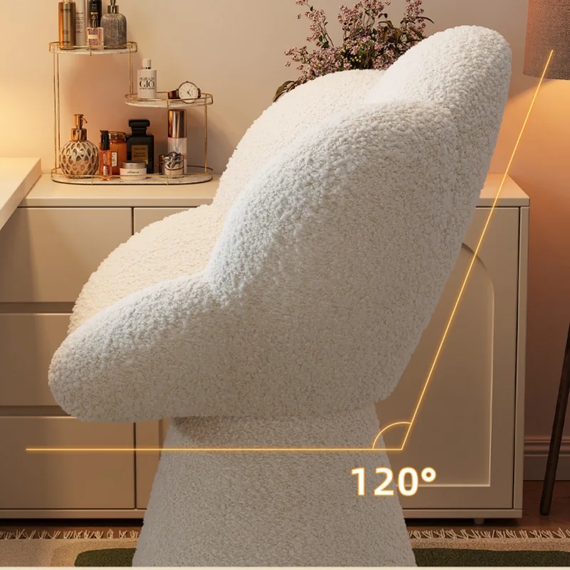 Rotating Makeup Chair Bedroom Dressing Table New Makeup Stool Light Luxury Vanity Stools Velvet Backrest Chair Home Use view 5