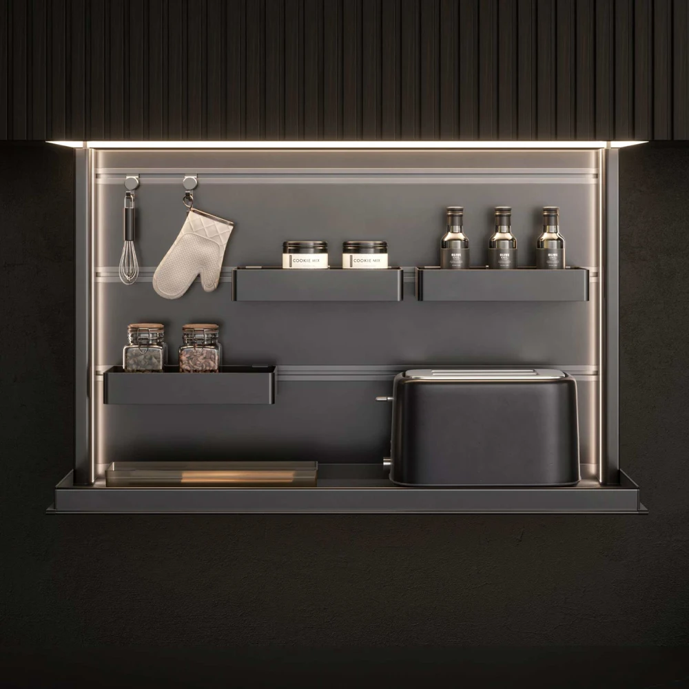 Kitchen Cabinet Accessories Pull Down Cabinet Organizer Large Capacity Double Layer Electric Lift Basket