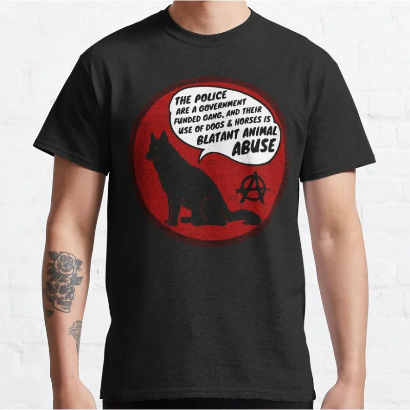 

Vintage ACAB Anarchy libertarian socialism Funny Anarchist animals graphic t shirts for men 100% cotton large size tops