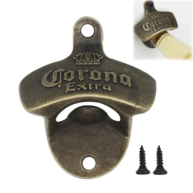 

1Pcs Vintage Beer Bottle Opener Creative Wall Mounted Fixed Beer Bottle Opener Corona Zinc Alloy Bottle Opener