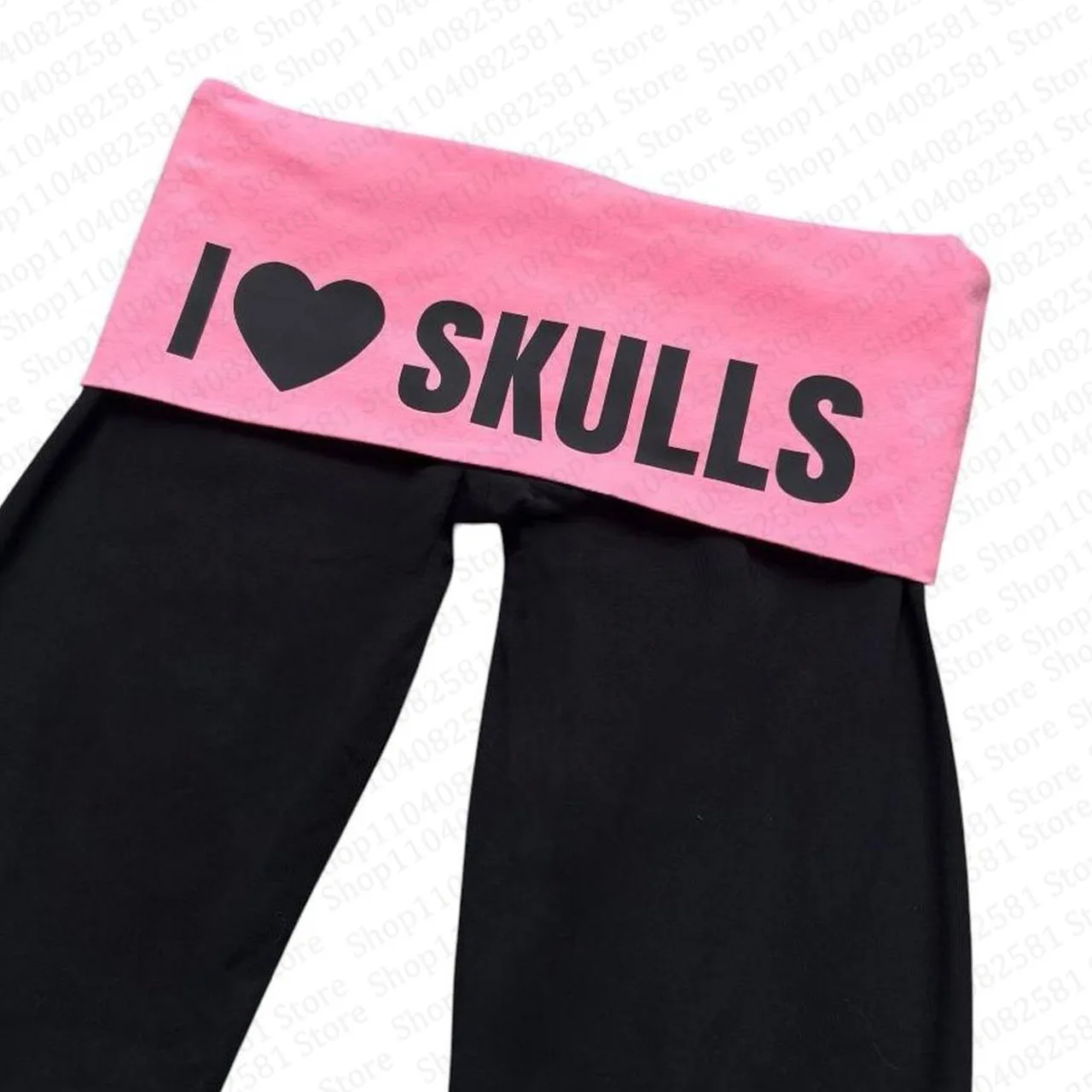 Ästhetische Modehose mit Totenkopf-Print im Y2K-Stil, Rostiger Rock-Look, Bequeme Weite Hose, Mock-Gothic Retro Casual Damen Emo-Girl-Hose – Detail 6
