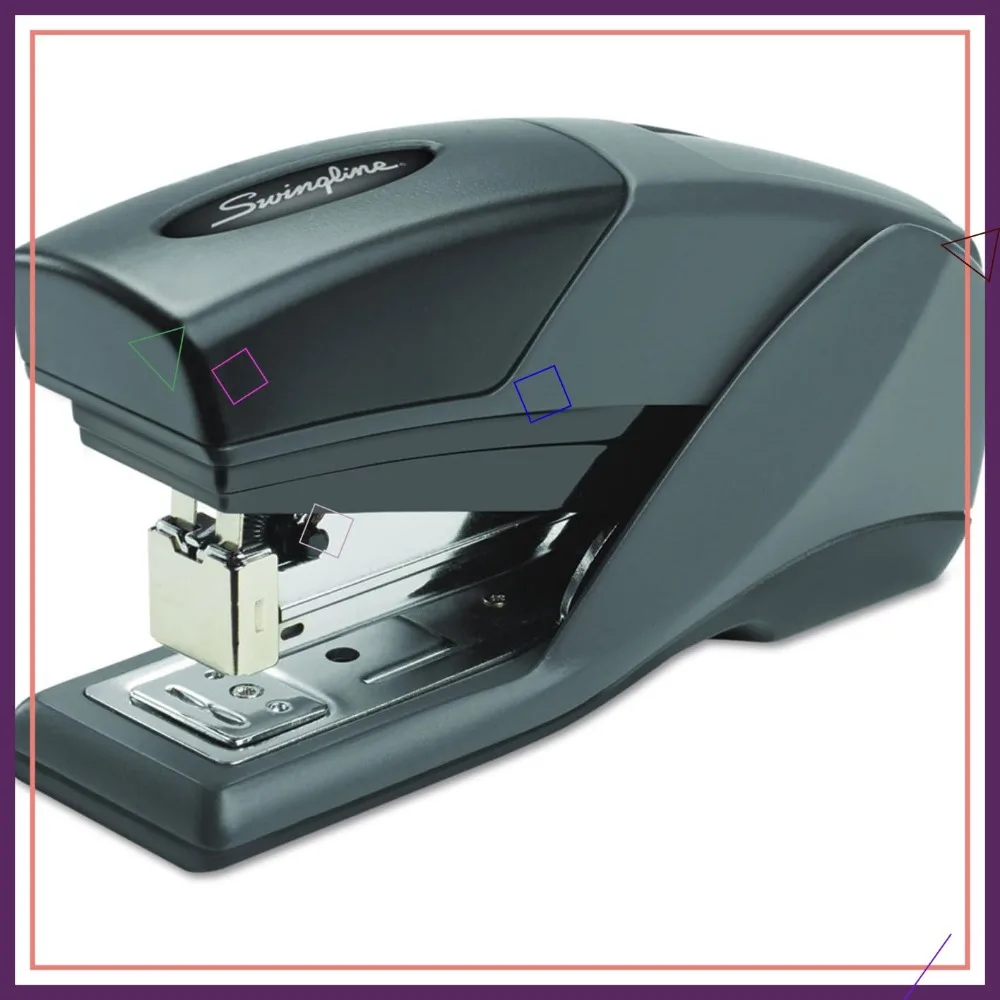 Grapadora de escritorio compacta, capacidad de 25 hojas, esfuerzo reducido y funcionamiento silencioso en naranja/gris