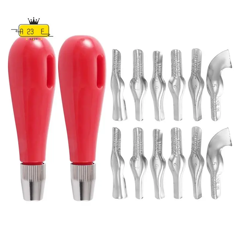 

A23E-Набор резаков для линолеума, 2 комплекта резаков для лино с 6 различными лезвиями для резки и изготовления лино, резьбы, поделок своими руками