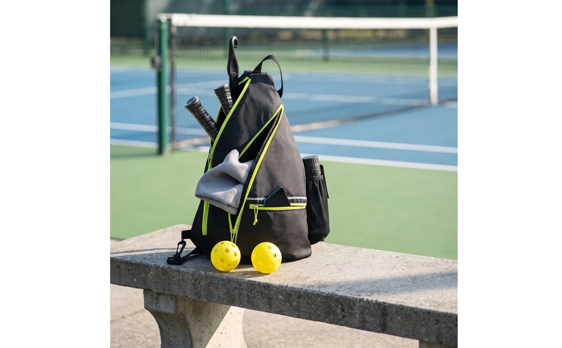 Pickleball Backpack Padded Pickleball Bag with Fence Hook Racket Sling Bag Lightweight Water-Resistant for Tennis Players