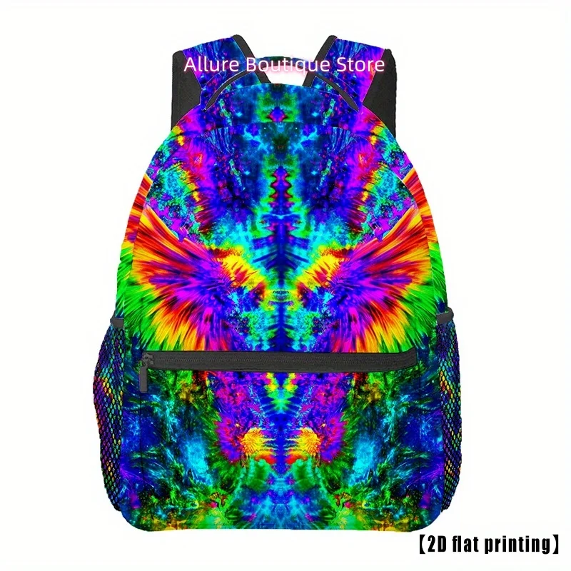 Colorful Tie-Dye Butterfly Backpack - Vibrant Rainbow Design, Large Capacity with Adjustable Shoulder Straps & Multiple Compartm