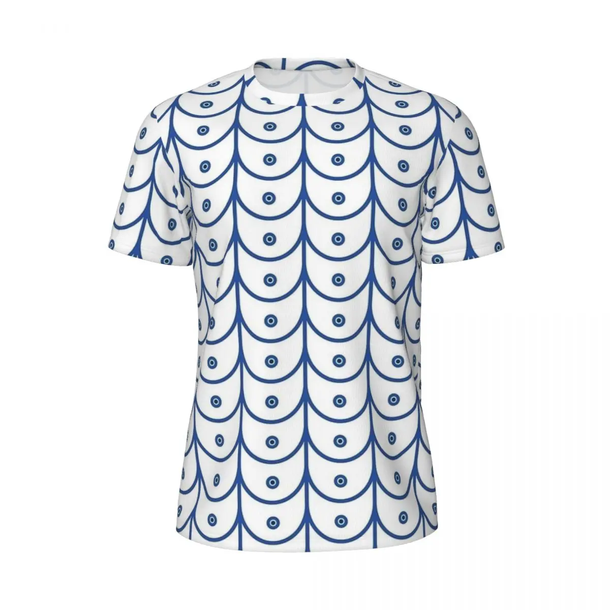Greek Goddess Scales Blue And White T-Shirt Harajuku Running T-Shirts Short-Sleeve Comfortable Tshirt Summer Plus Size Top Tees