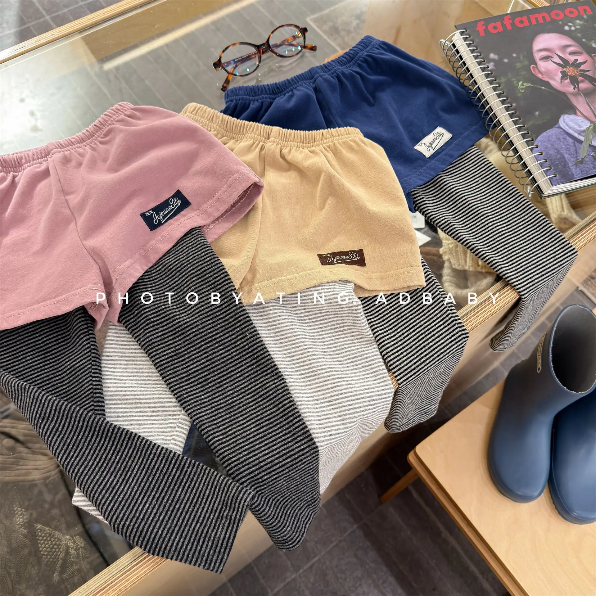 Leggings a Rayas para Niñas Pequeñas, Pantalones Casuales con Parches para Niños, Leggings de Dos Piezas con Efecto de Parches para Bebés, Medias para Niñas