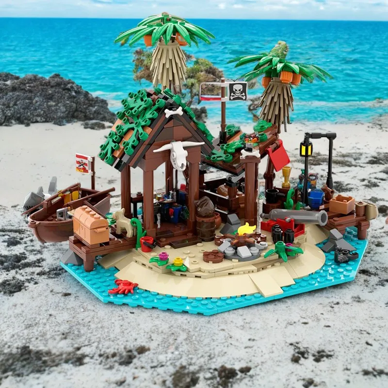 521pcs MOC 6258 Smuggler S Shanty Remake Pirate Ship Model Building Blocks Home Decor Desk Display Shelf Accent Gift For Adults
