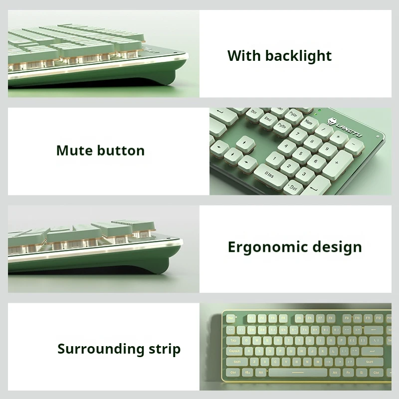 Langtu L1 Wired Film Keyboard 104 Keys Illuminated Suspended Silent  Abs Material Usb  Gaming Office Computer Peripherals