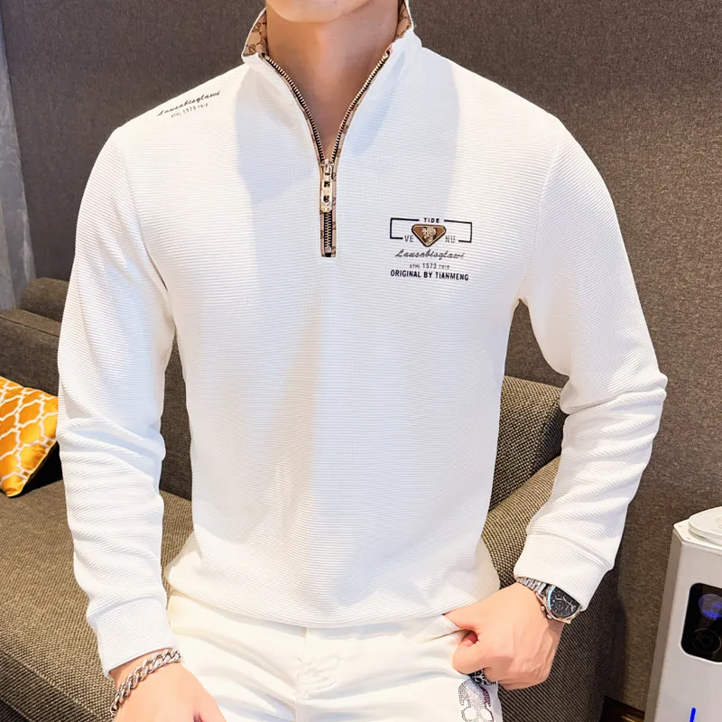 

Роскошная европейская толстовка с капюшоном для мужчин, повседневная универсальная толстовка с длинным рукавом на молнии, модная верхняя одежда для молодежи