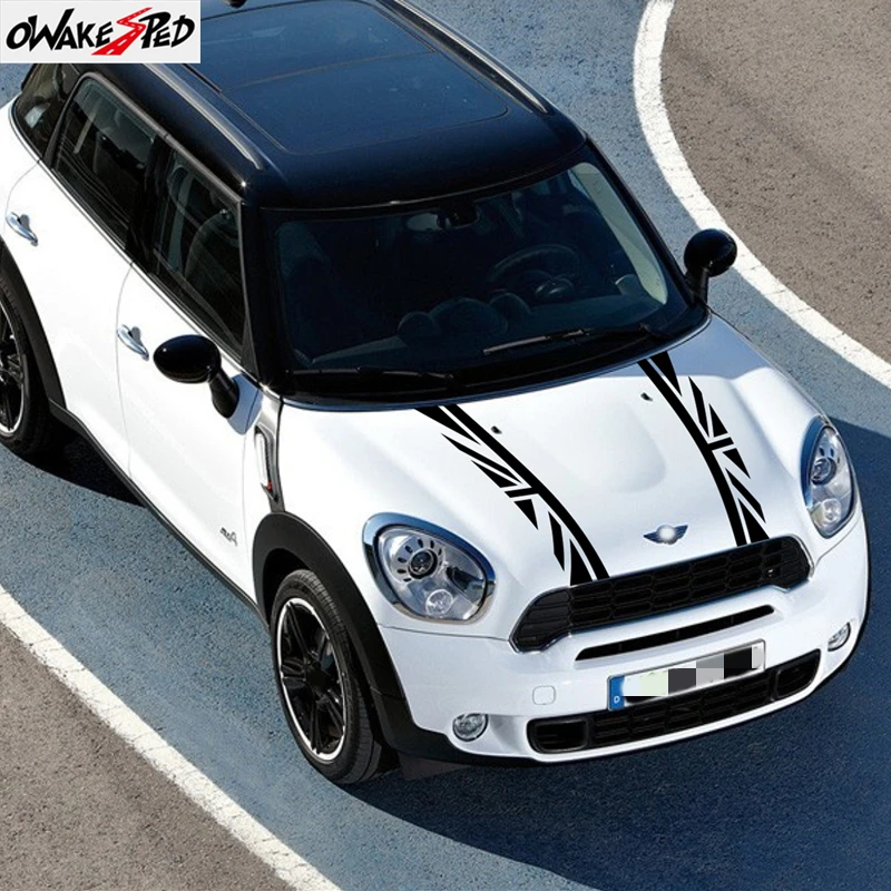 Car Hood Decal Bonnet Stripe Line Band Union Jack Engine Cover Sticker For MINI Cooper R50 R53 R56 R58 R60 F55 F56 F57 F60 R55