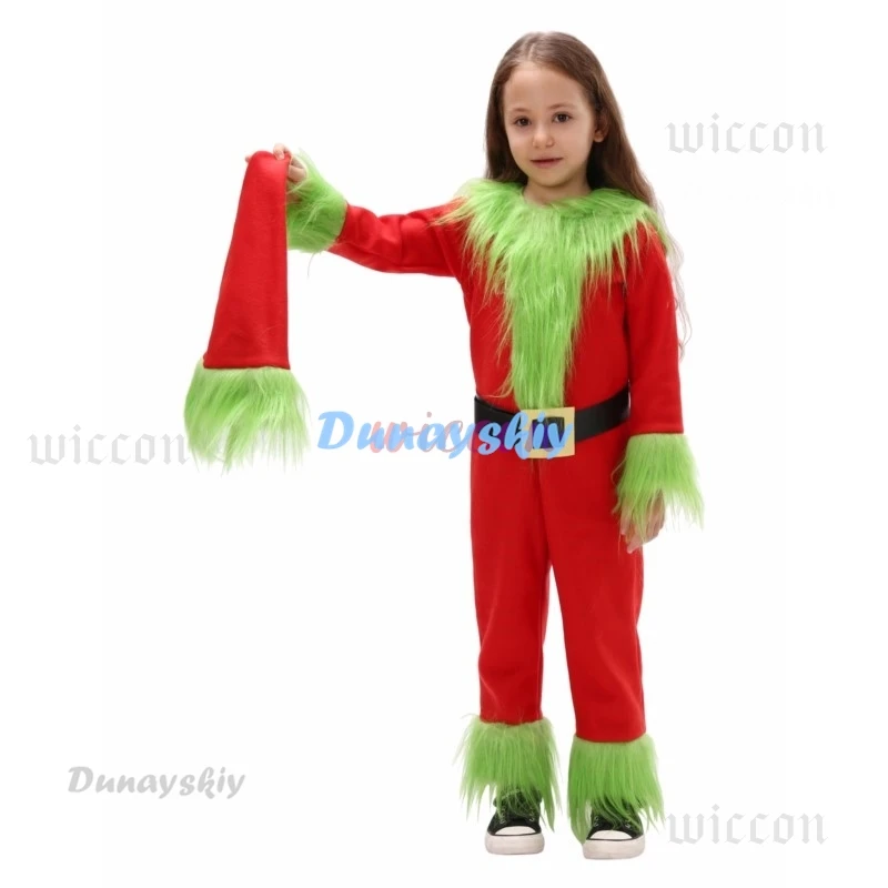 Christmas Costume Explosive Genie Thief Green Hairy Monster Grinnch Cosplay Costume Santa Claus With Pantsuits Play Clothing