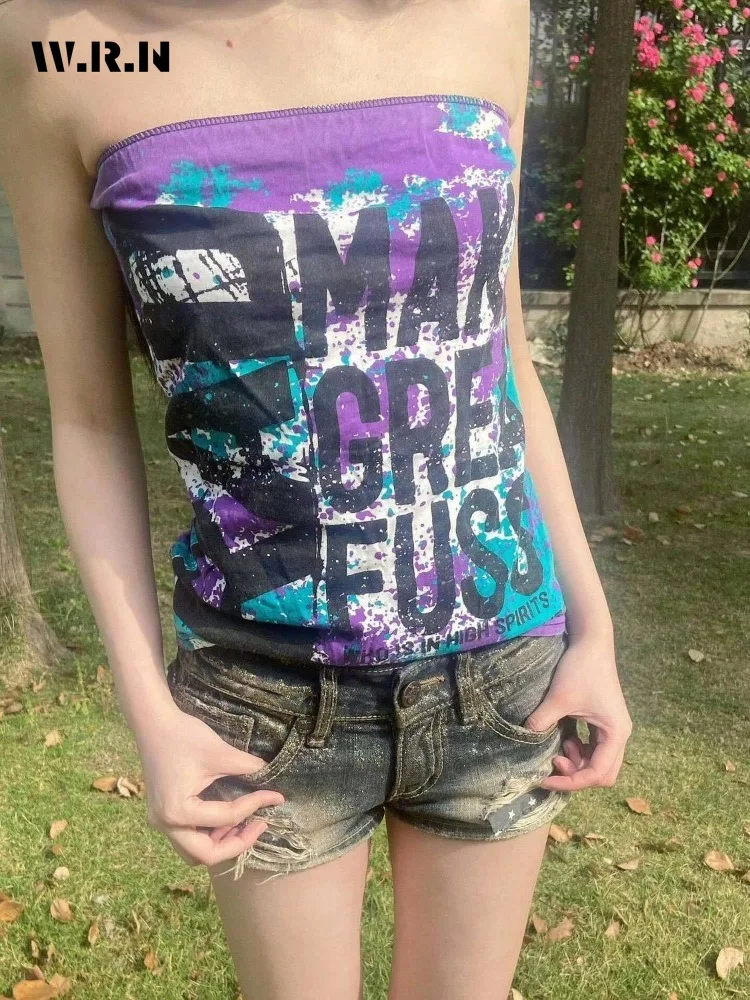 Hotsweet 2000S Stile Vita alta Casual Sexy Slim Street Jean Shorts Donna Y2K E-Girl Guaina strappata Shoujo Pantaloncini di jeans