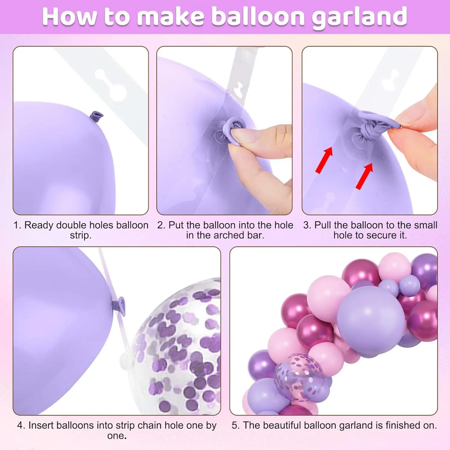 130 Stück wunderschöner rosa lila Ballonbogen – metallische magentafarbene Latexballons, Girlandendekoration für Brautpartys, Jahrestag, Party – Detail 6