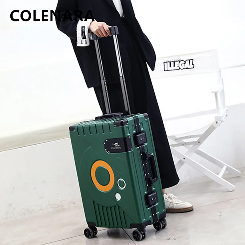 COLENARA Luggage 22"24"26" 28inch Large Capacity Trolley Case 20"aluminum Frame Boarding Box PC Password Box Rolling Suitcase