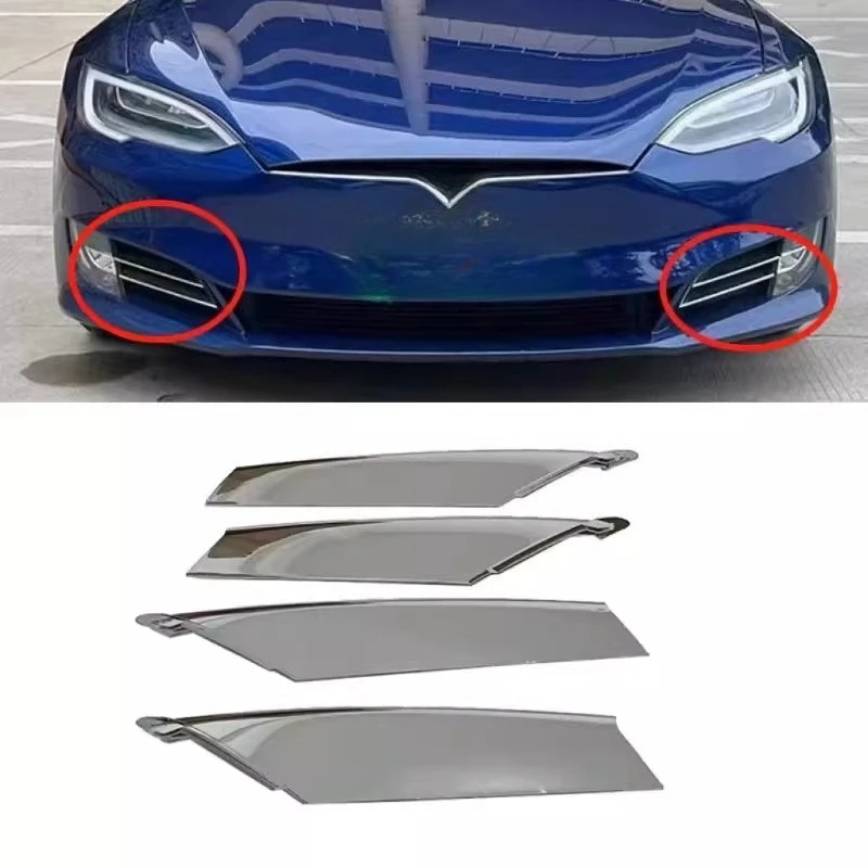 

Suitable for Tesla 2016-2021 Model S front bumper fog light frame bright strip silver decorative plate plating