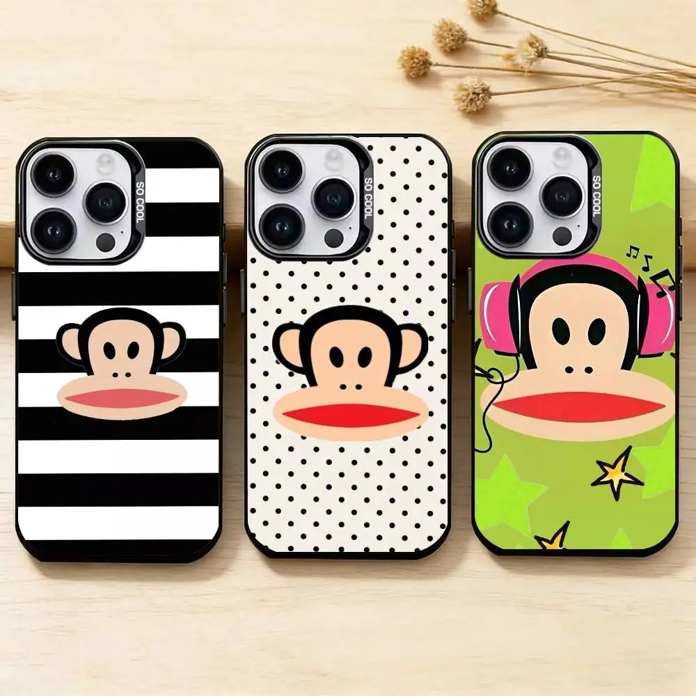 

Cute Fun American Brand P-Paul Frank Phone Case for Color Silver Shell For IPhone 17 16 15 14 13 12 11 Pro Max Plus