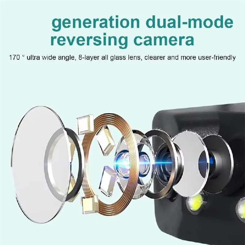 Leading-3 In 1 HD CCD Car Rear View Camera Parking Radar Detector Sensor LED Night Vision Waterproof Reverse Camera