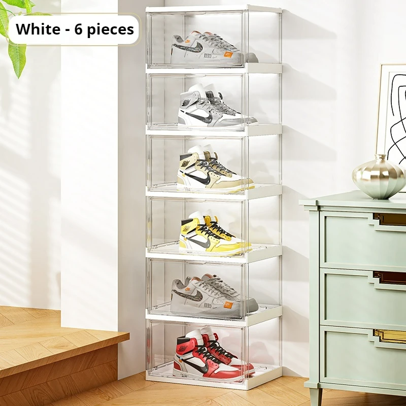 Foldable Shoe Rack Transparent Plastic Storage Box Display Shoes Case Stackable Shoe Boxes Organizer Shoebox Shoe Cabinet