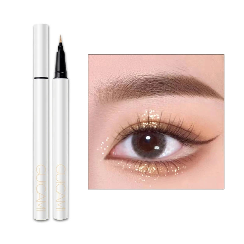 2 in 1 อายแชโดว์ Highlighter Liquid Eyeliner ปากกากันน้ำ Long-wear Ultra-fine Dropship