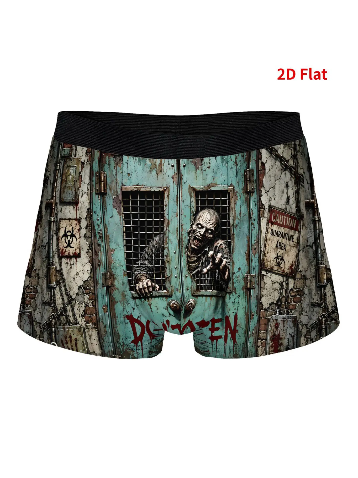 2D Print Design - Non-Textured Zombie Door Chains Men'S Novelty Boxer Shorts Stylish Underwear for Comfortable Everyday Wear