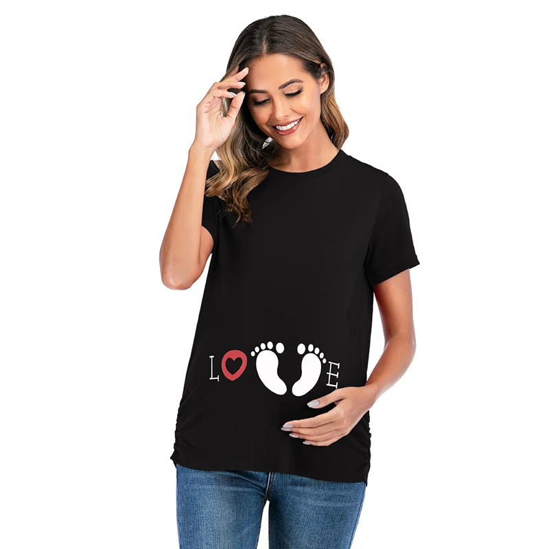 Emotion Moms Summer Maternity Top Pregnancy T Shirt Women Cartoon Tee Baby Print Pregnant Clothes Funny T-shirt Plus Size S-3XL