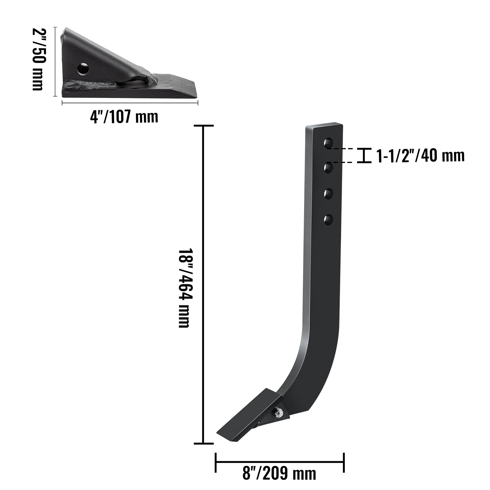 Box Blade Shank Scarifier Shank Ripper Shank with Removable Tapered Teeth and Pins