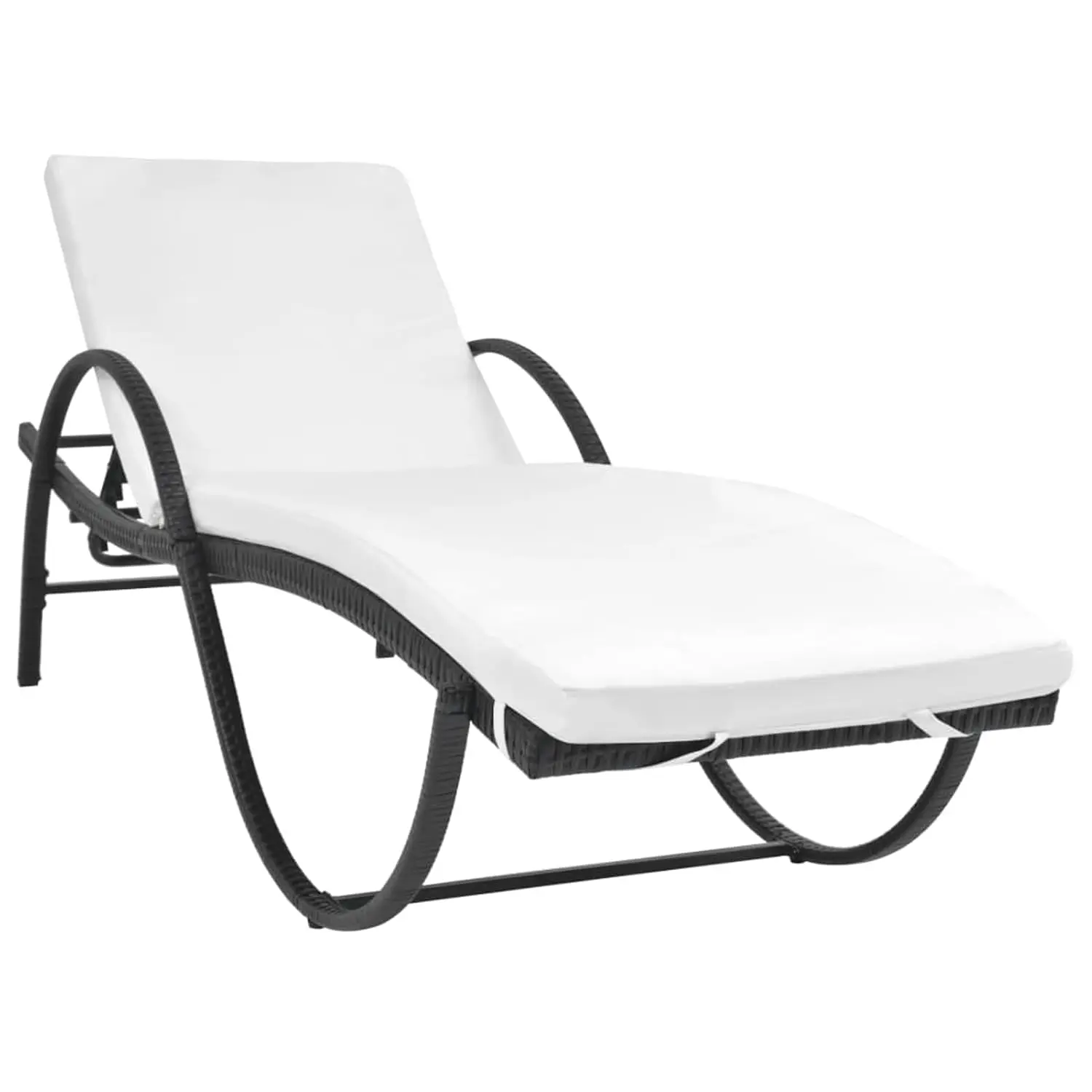 Black Rattan Patio Chaise Lounge Chair with Cushion for Beach Pool Camping, Customized