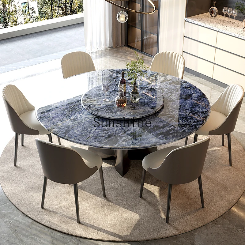 Marble round dining table Natural supercrystalline stone Home restaurant Clover round dining table