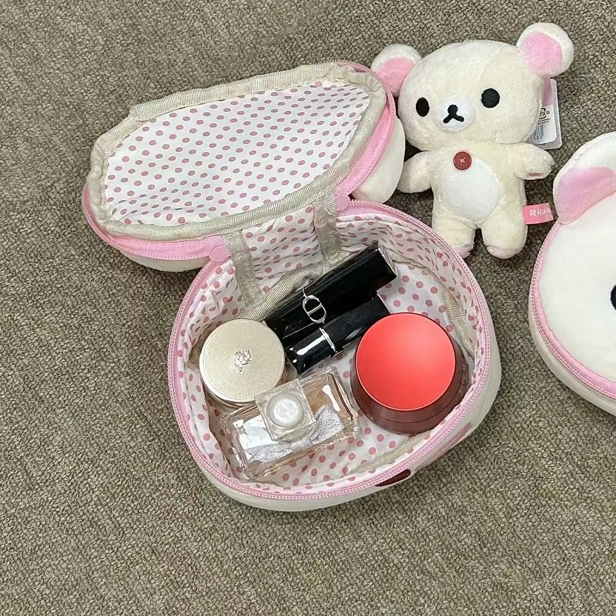 Rilakkuma Korilakkuma Plush Makeup Bag Box Storage Organizer Cartoon Bear Kawaii Cute Travel Cosmetic Bag Pouch Toiletries Bag