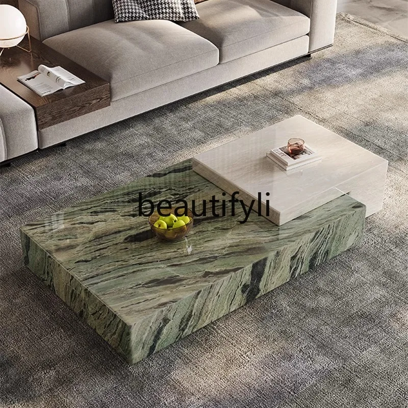 

Marble coffee table living room modern light luxury creative large flat Italian style