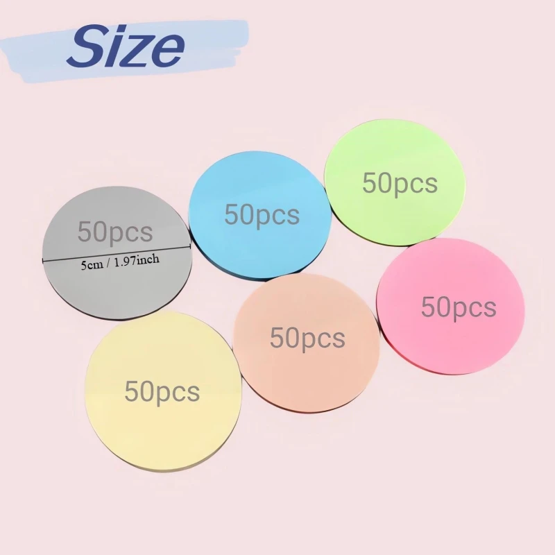 Transparent Sticky Notes, Round Clear Waterproof 1.97 x 1.97 inch See Through Memo Pad, Self-Adhesive Translucent Writable Tabs