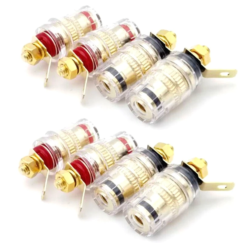 8pcs/set Speaker Terminal Binding Post 4mm Banana Plug Socket Low Frequency Amplifier Connector for Loudspeakers DropShipping