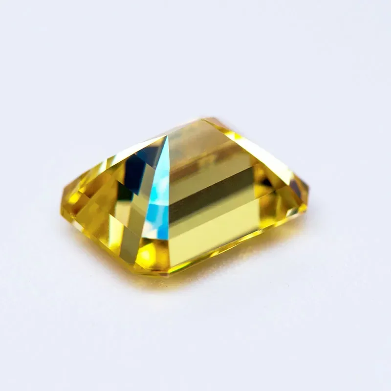 Afbeelding 6: Moissanite Emerald Cut Citroengele kleur Gem Lab Grown Diamond Charms DIY Ring Ketting Oorbellen Materialen met certificaat