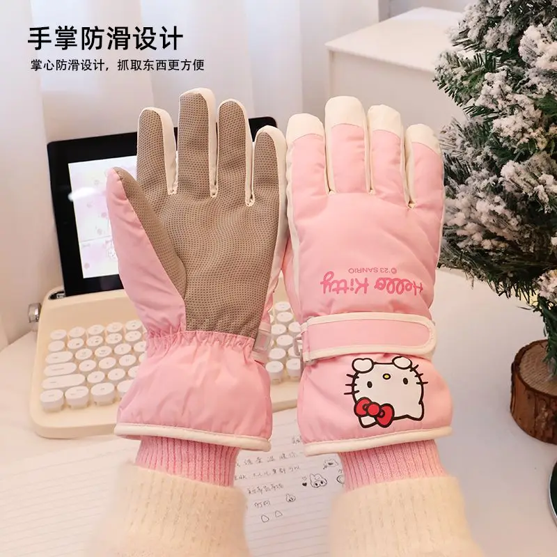 Sanrio Hello Kitty Skihandschuhe Cartoon Niedlicher Cinnamoroll-Druck Kawaii Girly Herz Bequeme weiche winddichte warme Handschuhe Großhandel