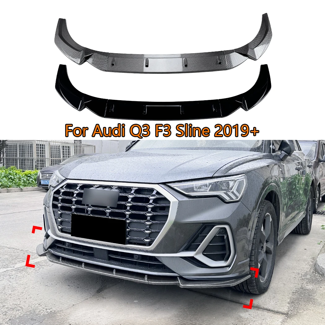 

Car Front Bumper Lip Splitter Diffuser Body Kit For Audi Q3 F3 Sline 2019+ Car Exterior Modification Accessories