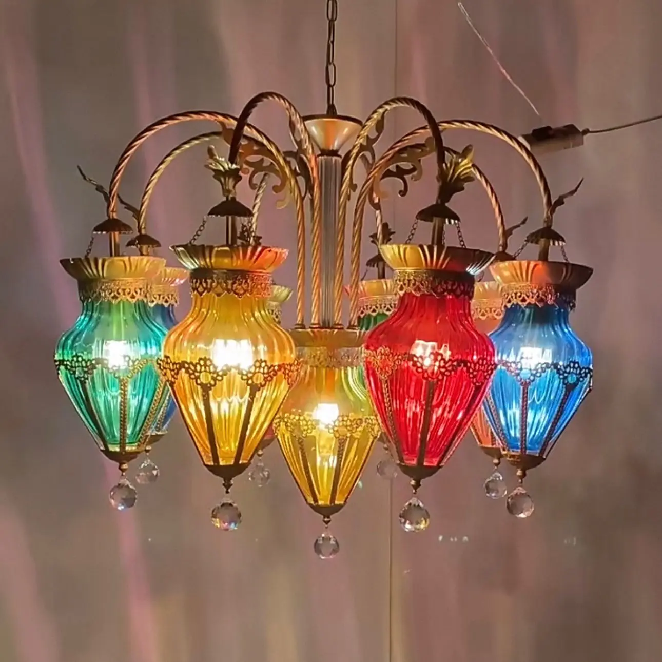 new chandelier American Restaurant Club color Turkish lamp European crystal lamp glass decoration